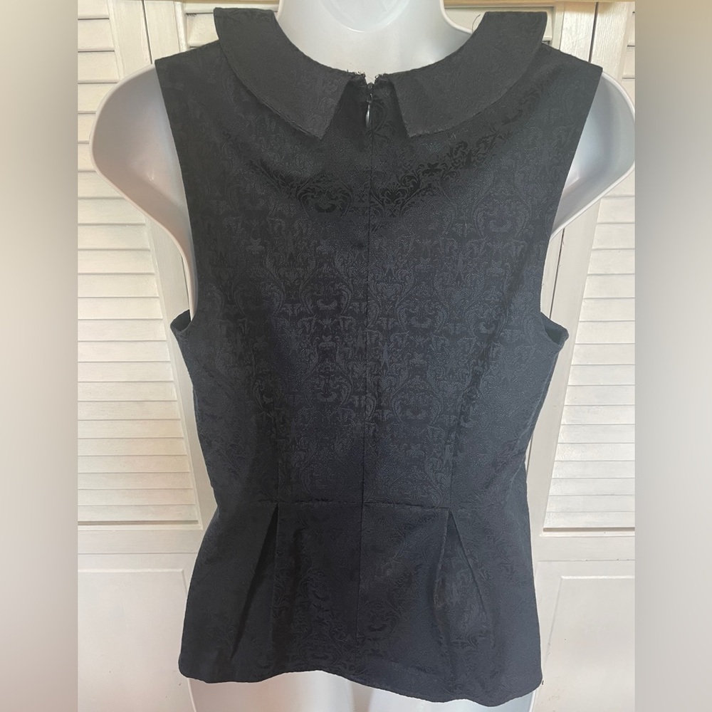 J.Crew Navy Peter Pan Collar Peplum Sleeveless Top Blouse Size 4 - Picture 5 of 9